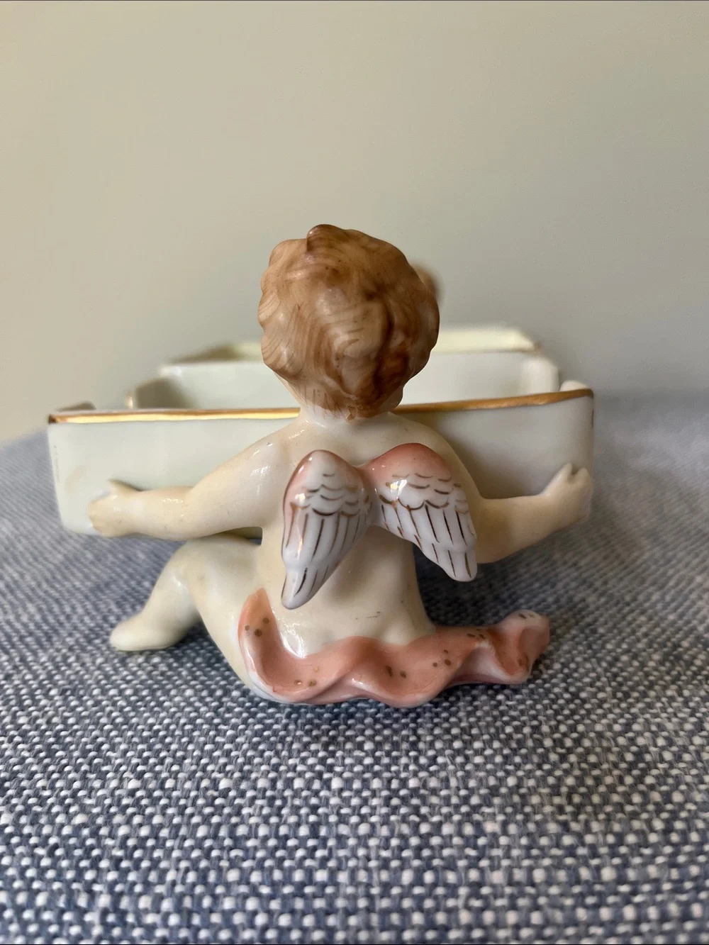 Vintage Cigarette Box Tray Ashtray Lenwile Ardalt Japan Parlor Set Cherubs